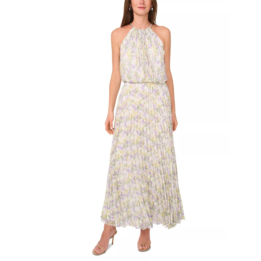 MSK Women's ivory Bloused-Waist Pleated Floral-Print Dress Size 12, MSRP: 129$